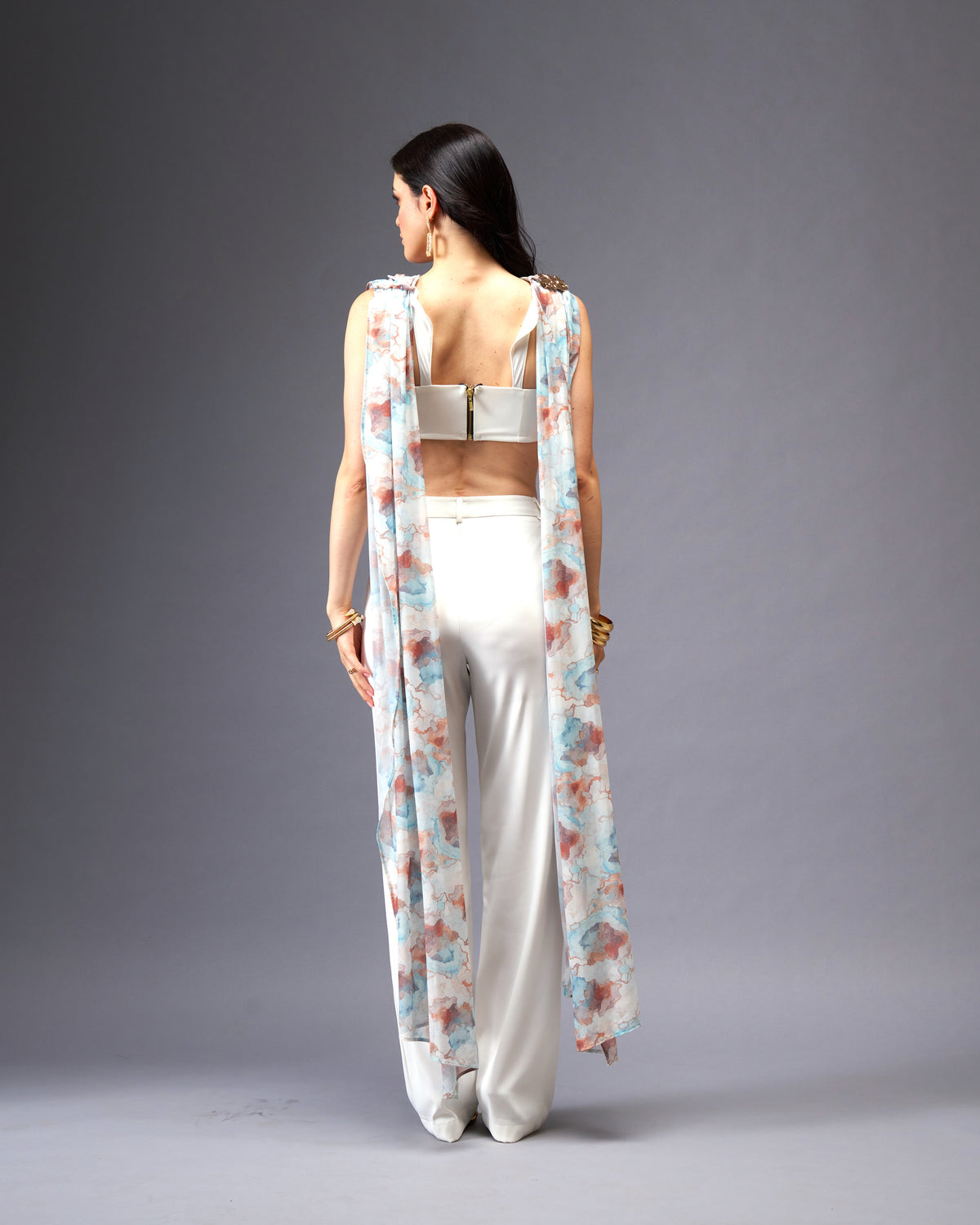Autumn Wind  2- piece Set with Off-white Bralette with Removable Sash