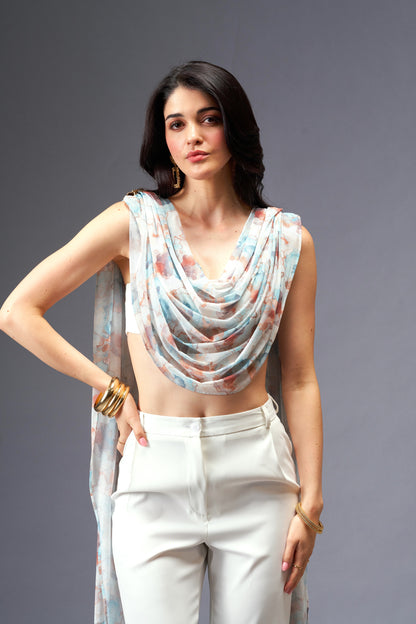 Autumn Wind  2- piece Set with Off-white Bralette with Removable Sash