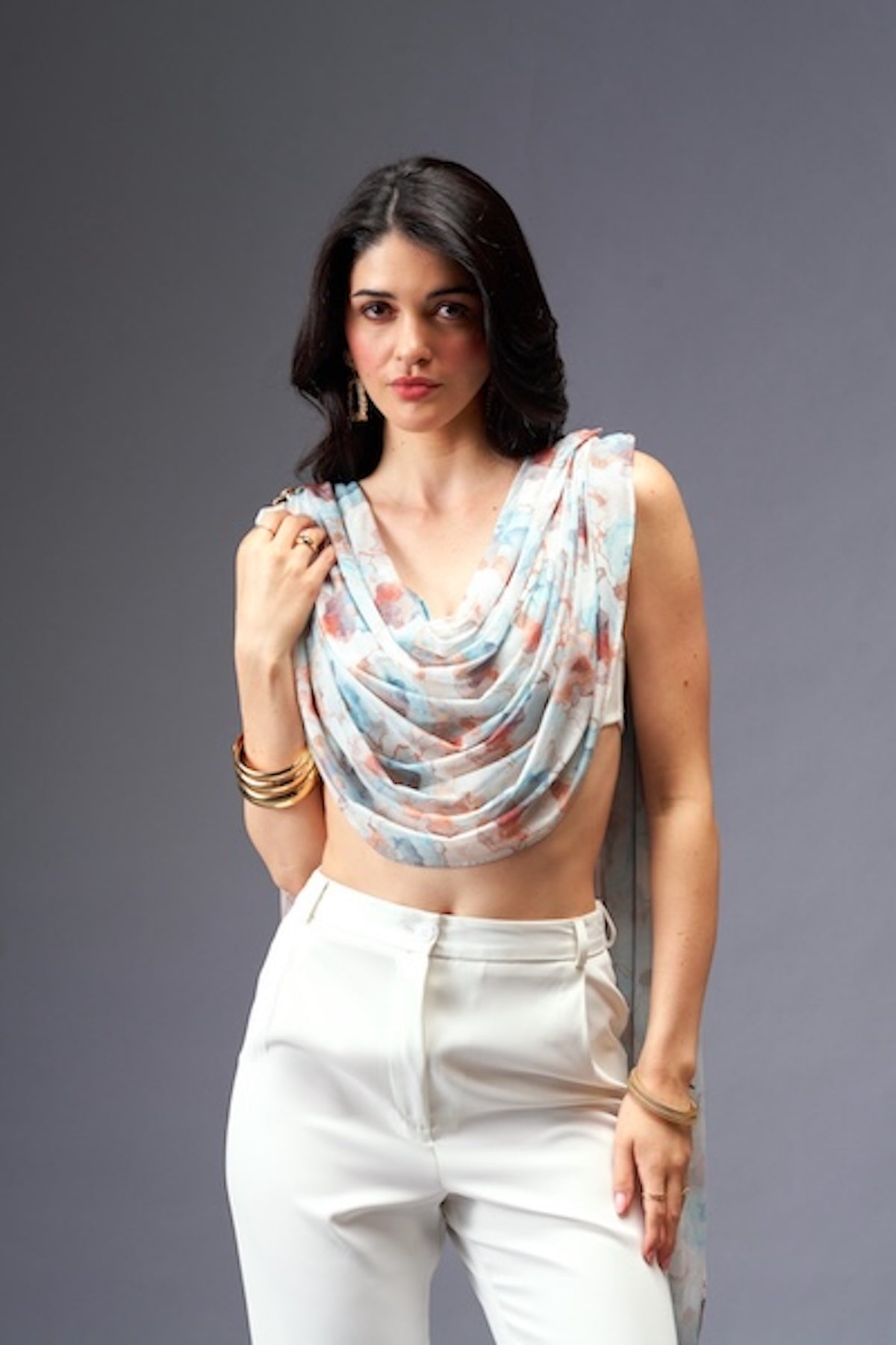 Autumn Wind  2- piece Set with Off-white Bralette with Removable Sash