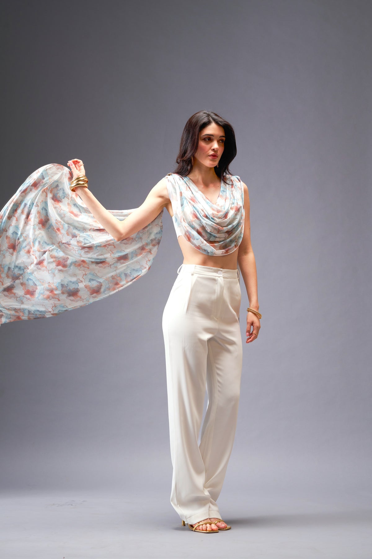 Autumn Wind  2- piece Set with Off-white Bralette with Removable Sash