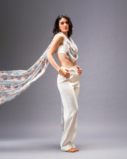 Bare Theory Off-white 2-Piece Coordset - Bralette & Straight Trousers