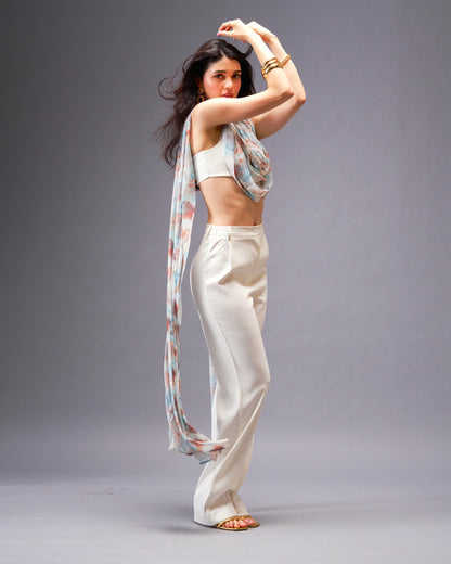 Autumn Wind  2- piece Set with Off-white Bralette with Removable Sash
