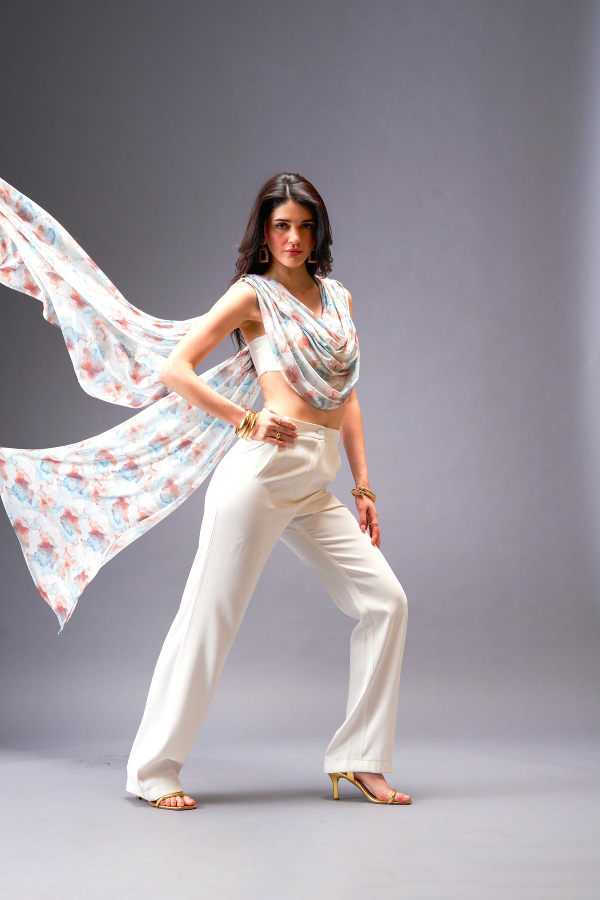 Autumn Wind  2- piece Set with Off-white Bralette with Removable Sash