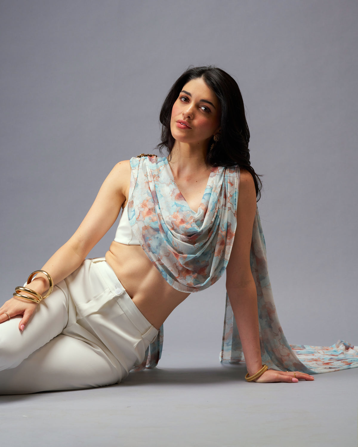Autumn Wind  2- piece Set with Off-white Bralette with Removable Sash
