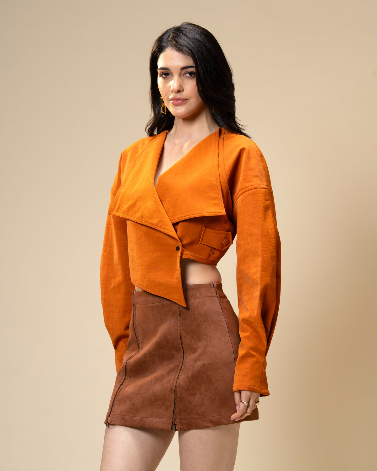 Copper Core Burnt Orange Faux Leather Jacket