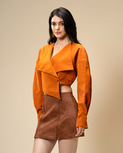 Copper Core Burnt Orange Faux Leather Jacket