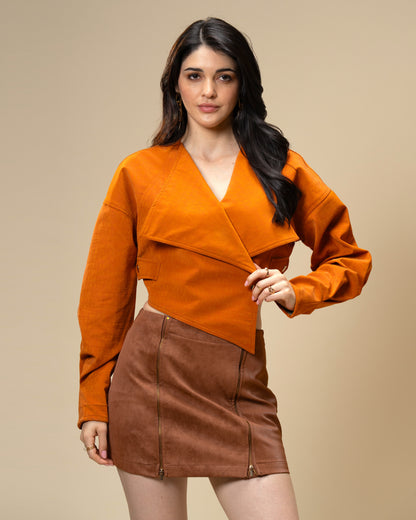 Copper Core Burnt Orange Faux Leather Jacket