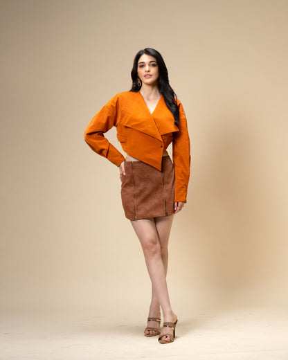 Copper Core Burnt Orange Faux Leather Jacket
