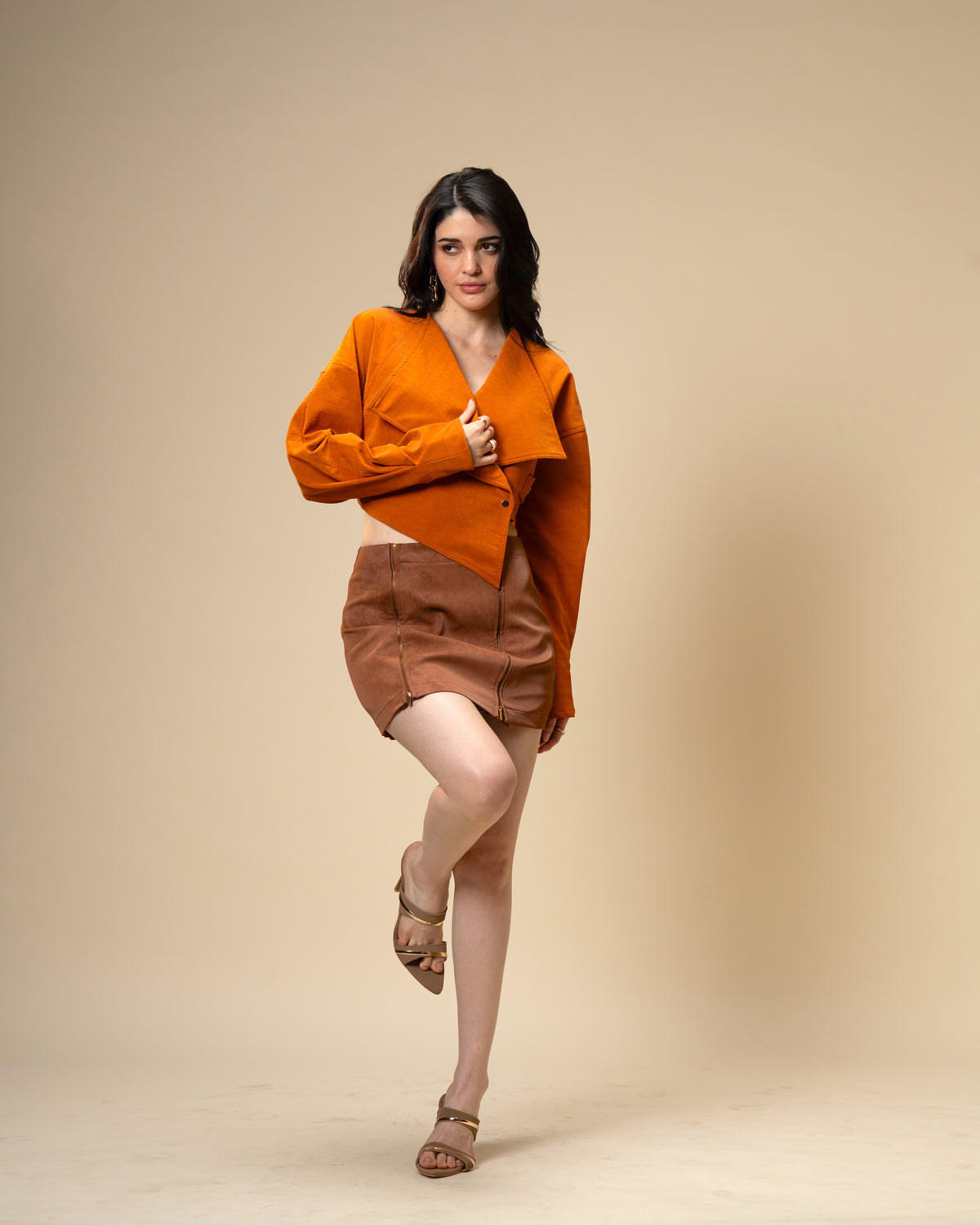 Copper Core Burnt Orange Faux Leather Jacket