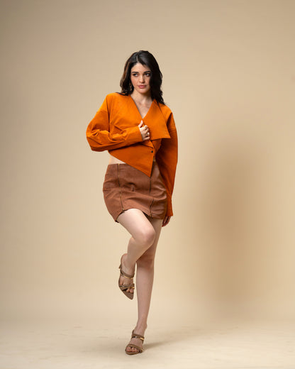 Copper Core Burnt Orange Faux Leather Jacket
