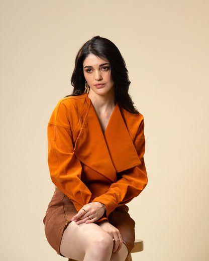 Copper Core Burnt Orange Faux Leather Jacket