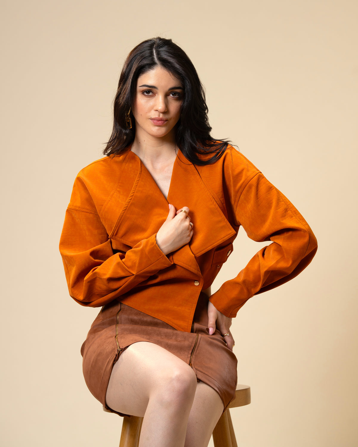 Copper Core Burnt Orange Faux Leather Jacket