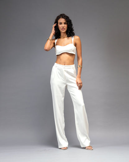 Bare Theory Off-white 2-Piece Coordset - Bralette & Straight Trousers