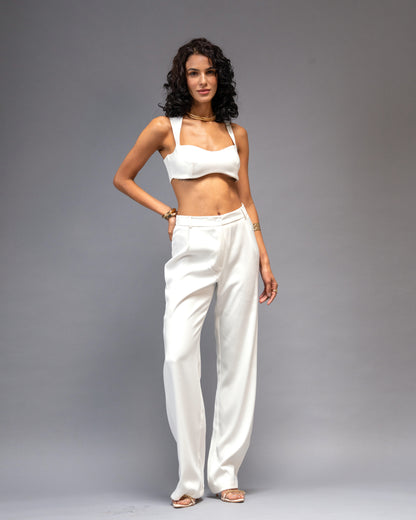 Bare Theory Off-white 2-Piece Coordset - Bralette & Straight Trousers