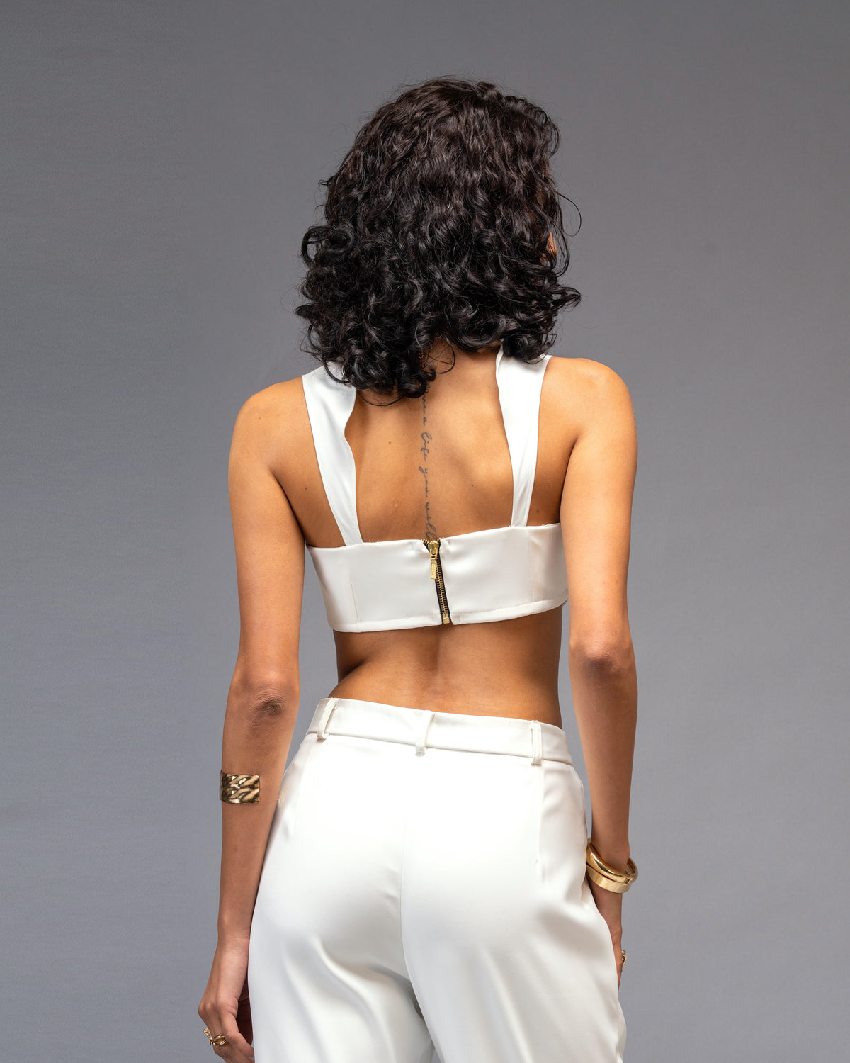Bare Theory Off-white 2-Piece Coordset - Bralette & Straight Trousers
