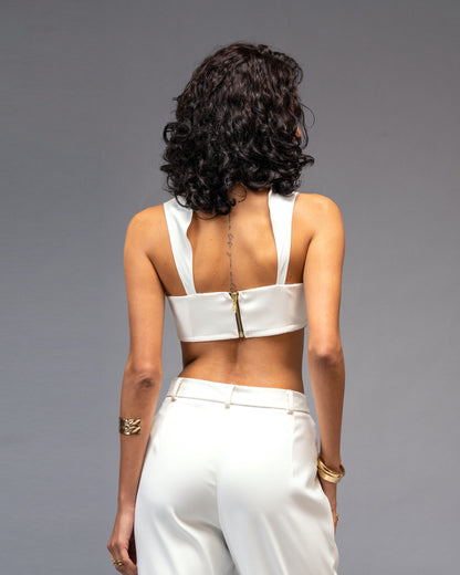 Bare Theory Off-white 2-Piece Coordset - Bralette & Straight Trousers