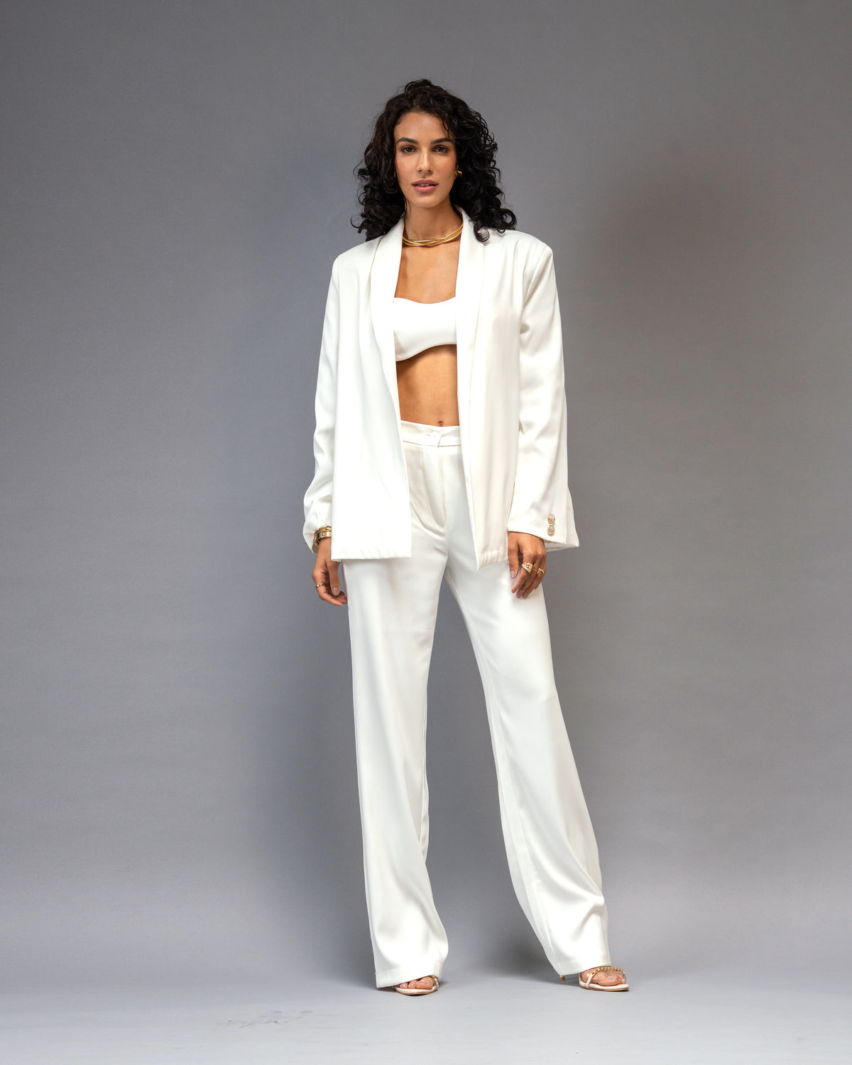 Bare Theory Off-white Open Blazer in Premium Imported Viscose Blend