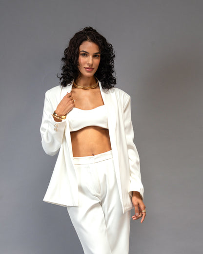 Bare Theory Off-white Open Blazer in Premium Imported Viscose Blend