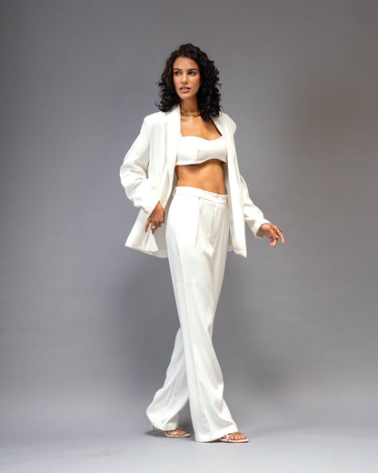 Bare Theory Off-white Open Blazer in Premium Imported Viscose Blend