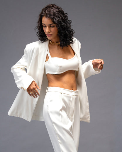 Bare Theory Off-white 2-Piece Coordset - Bralette & Straight Trousers