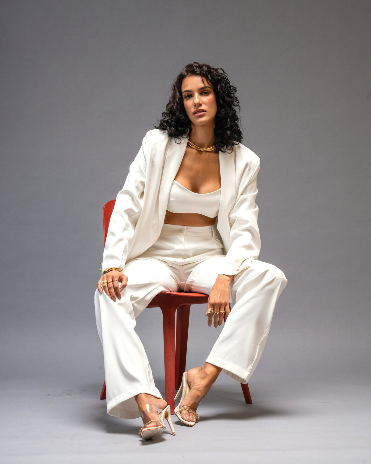 Bare Theory Off-white Open Blazer in Premium Imported Viscose Blend