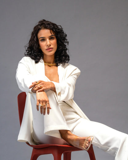 Bare Theory Off-white Open Blazer in Premium Imported Viscose Blend