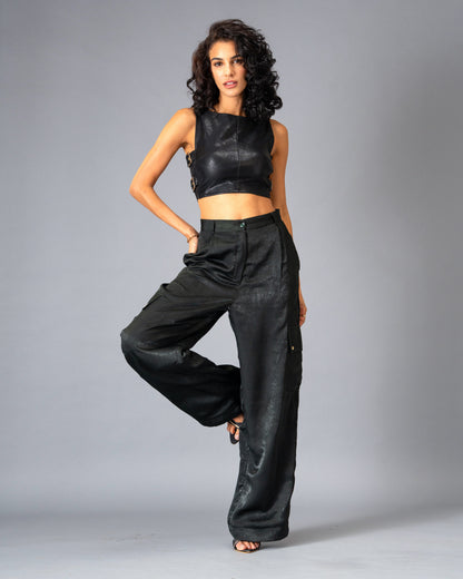 Shadow State Brushed Satin Cargo Trousers