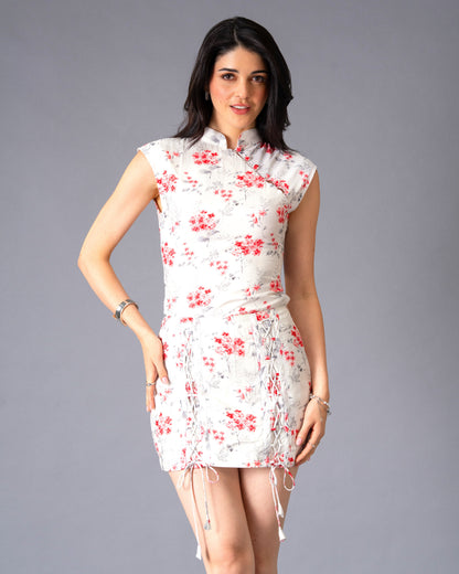 Secret Bloom Floral Rayon Top with Mandarin Collar