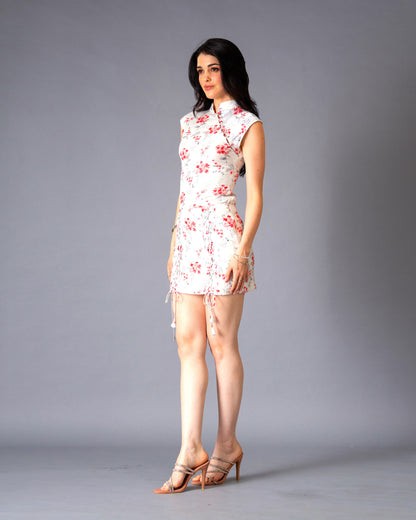 Secret Bloom Floral Mini Skirt with Lace-Up Detailing