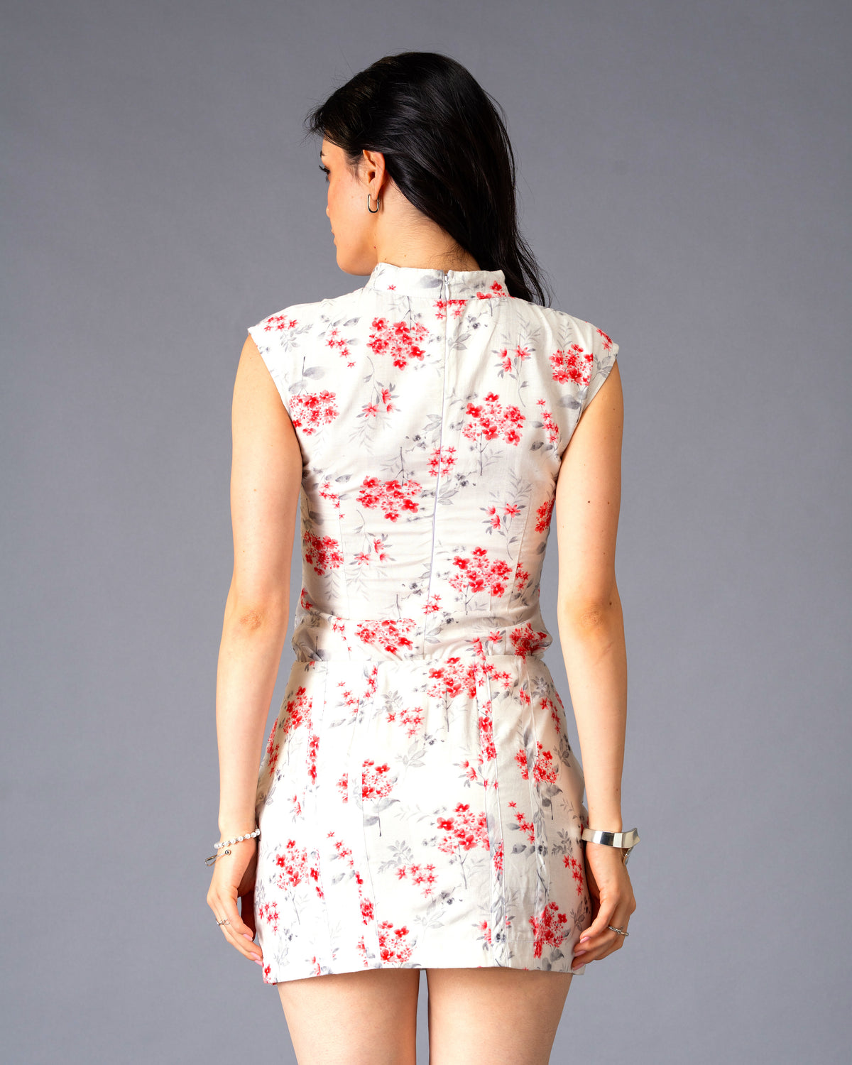 Secret Bloom Floral Rayon Top with Mandarin Collar