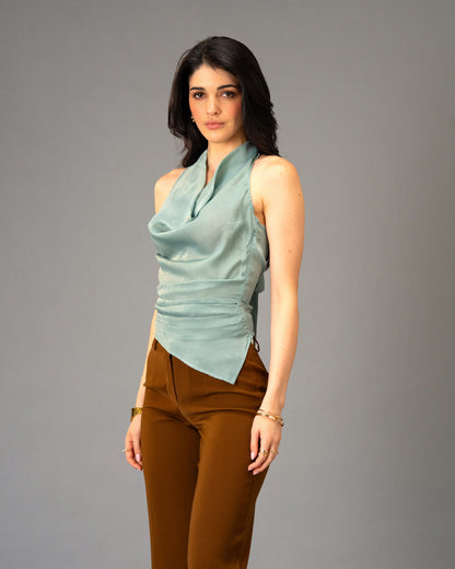 Mocha Silk Brown Color Straight Trousers