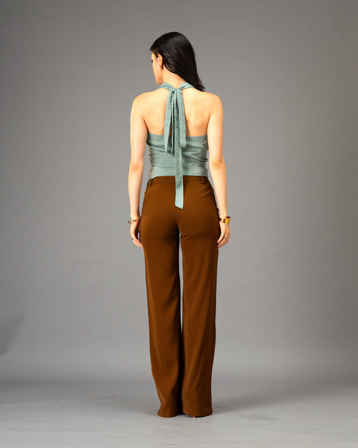 Mocha Silk Brown Color Straight Trousers
