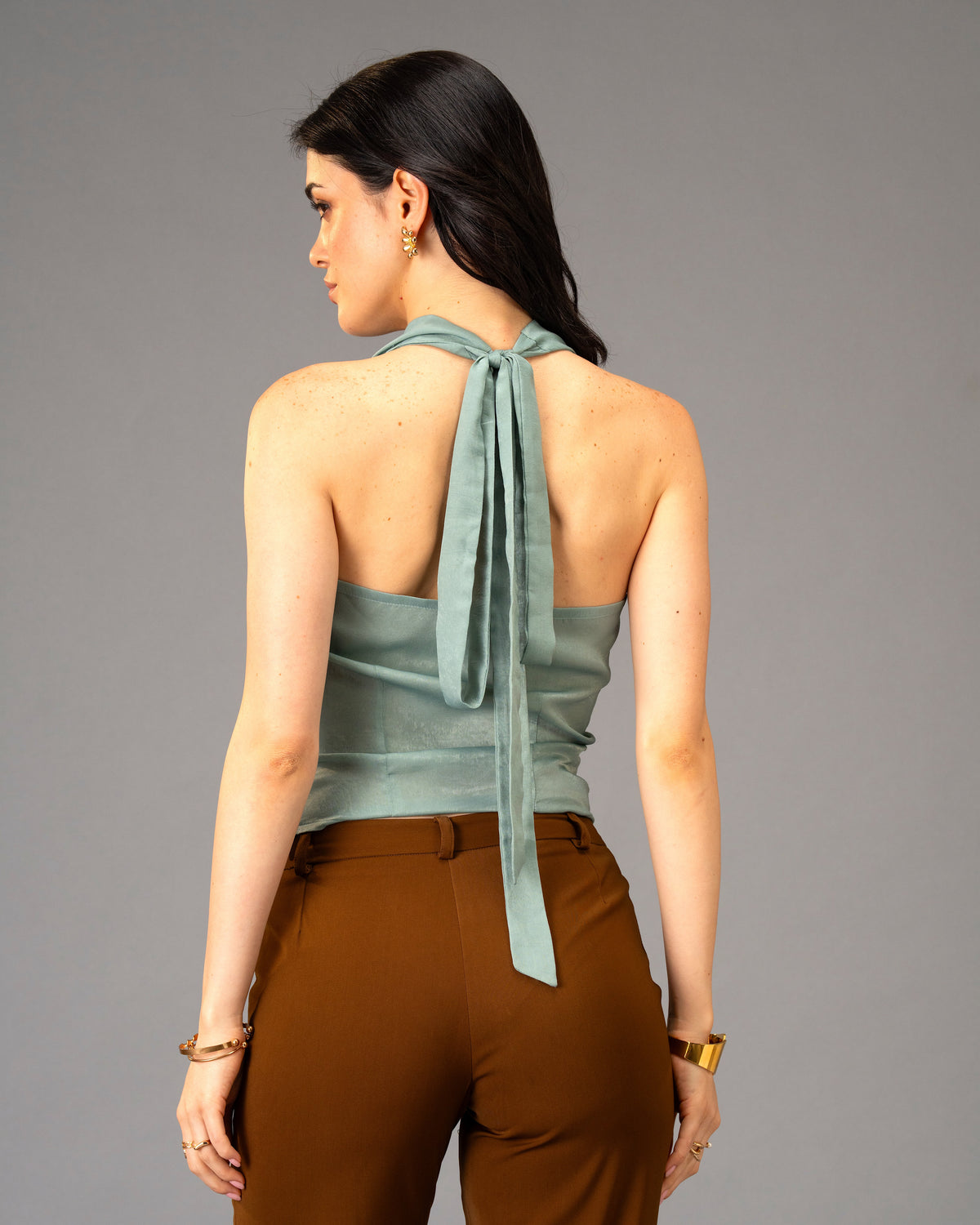 Mocha Silk Brown Color Straight Trousers