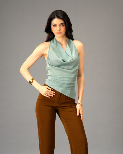 Mocha Silk Brown Color Straight Trousers
