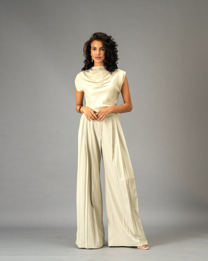 Sage Mist Soft Sage Satin Draped Top