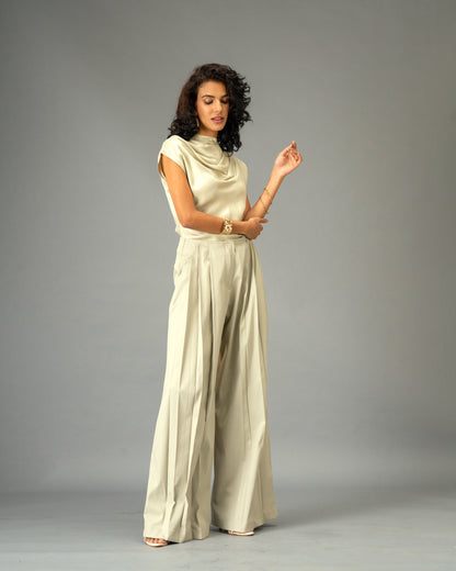 Sage Mist Soft Sage Satin Draped Top