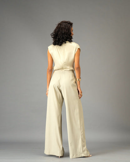 Sage Mist Soft Sage Satin Draped Top