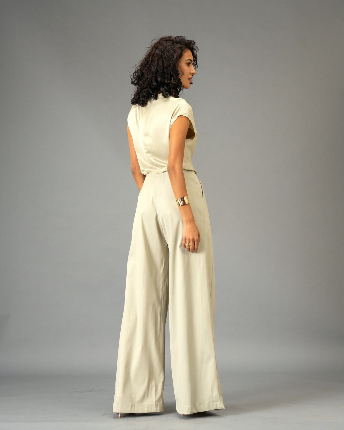Sage Mist Soft Sage Satin Draped Top