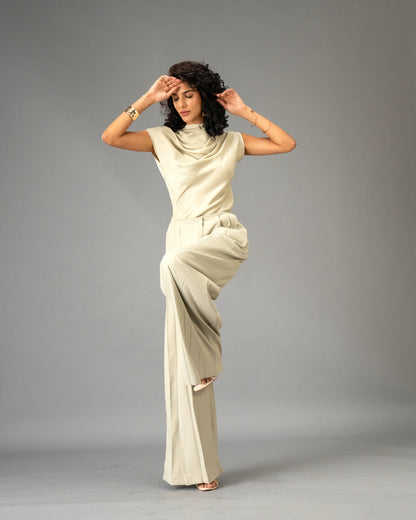 Sage Mist Soft Sage Satin Draped Top