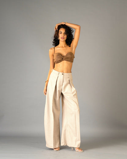 Dark Honey Imported Suede Stretchable Knot Bralette
