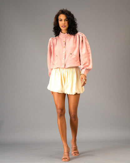 Rose Stone Dusty Pink Cropped Imported Lightweight Brushed Suede Jacket