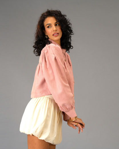Rose Stone Dusty Pink Cropped Imported Lightweight Brushed Suede Jacket