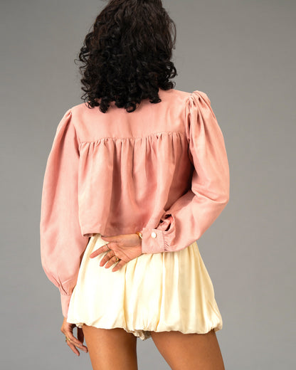 Rose Stone Dusty Pink Cropped Imported Lightweight Brushed Suede Jacket