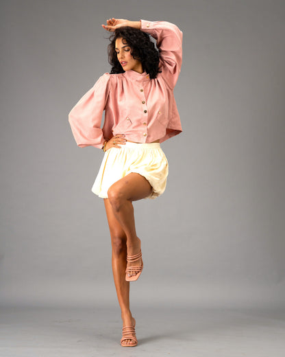 Rose Stone Dusty Pink Cropped Imported Lightweight Brushed Suede Jacket