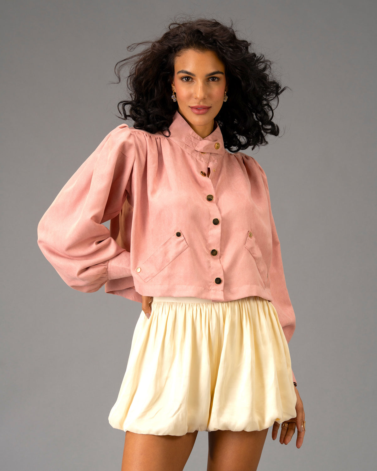 Rose Stone Dusty Pink Cropped Imported Lightweight Brushed Suede Jacket