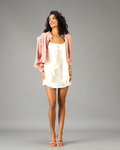 Sunday Girl White Ruffle Mini Dress