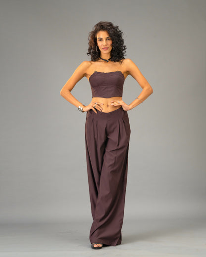 Plum Moon Deep Plum Wide Leg Trousers