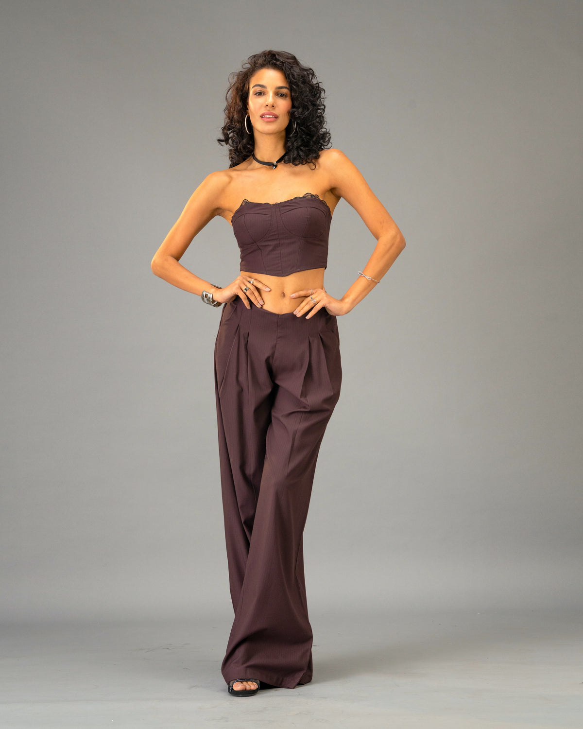 Plum Moon Deep Plum Wide Leg Trousers