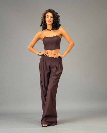 Plum Moon Deep Plum Wide Leg Trousers