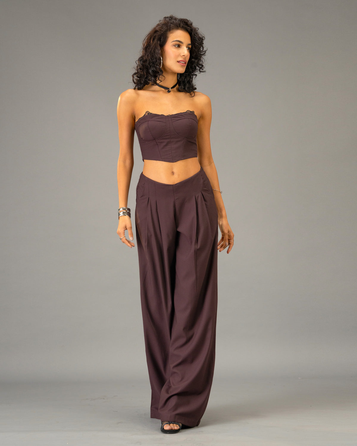 Plum Moon Deep Plum Wide Leg Trousers